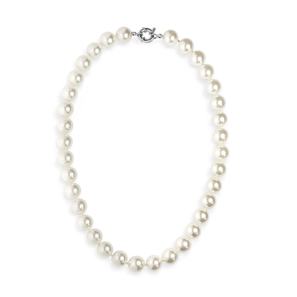 Pearl Necklace For Women Cream White 12mm Simulated Faux Pearl Hand Knotted 20 Inch - Jewelry Store by Erik Rayo