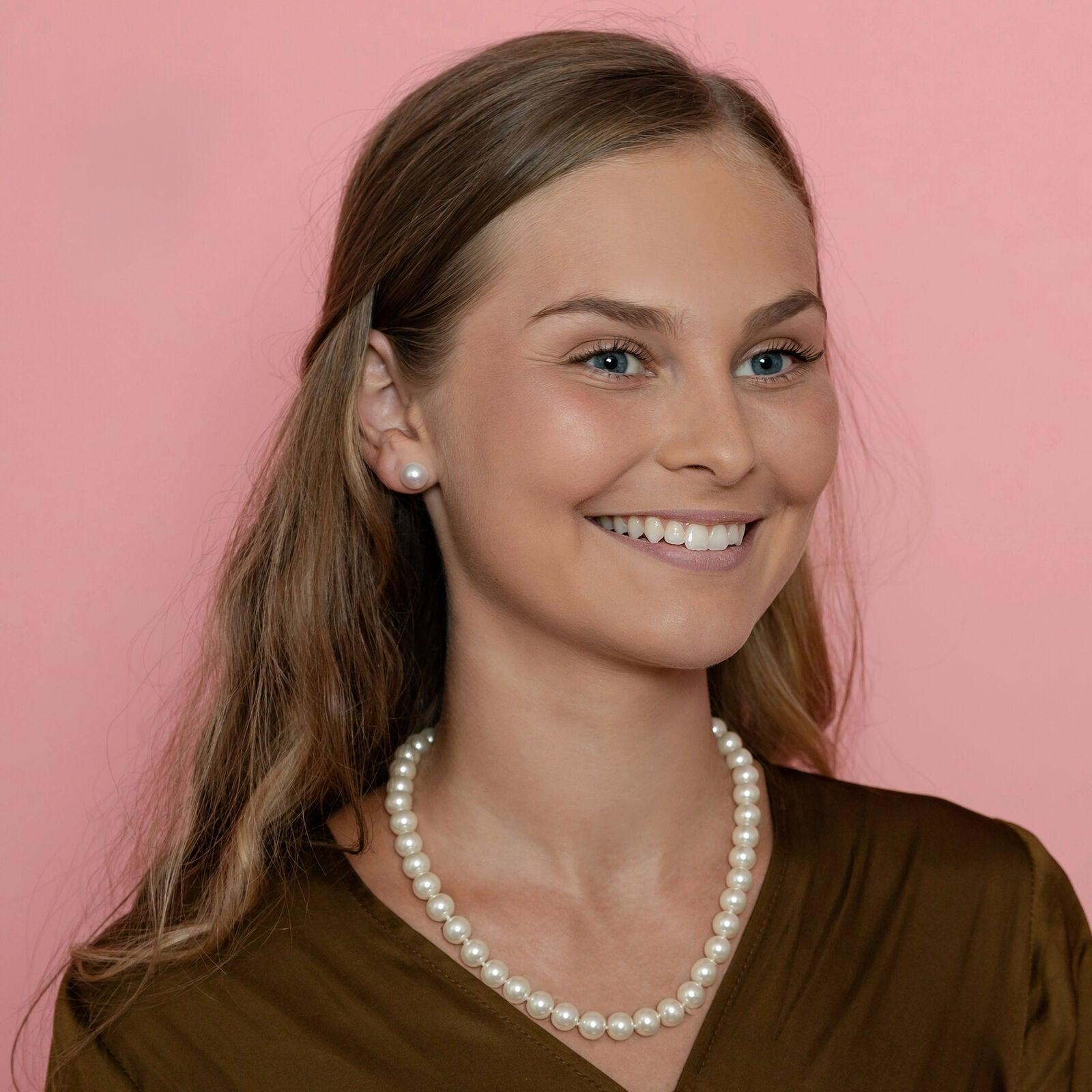 Pearl Necklace For Women Cream White 12mm Simulated Faux Pearl Hand Knotted 20 Inch - Jewelry Store by Erik Rayo