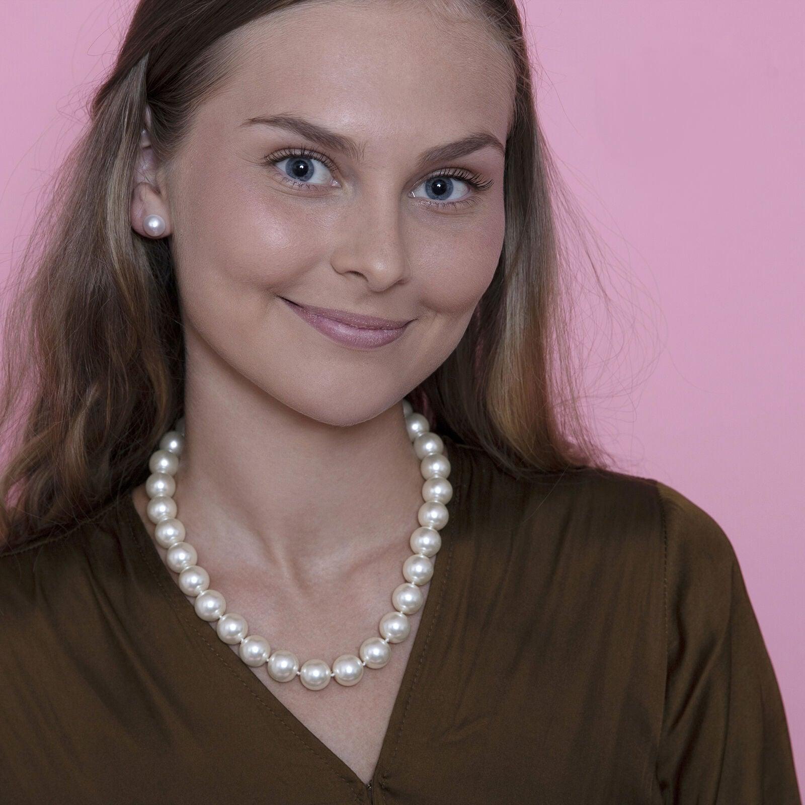Pearl Necklace For Women Cream White 14mm Simulated Faux Pearl Hand Knotted 20 Inch - Jewelry Store by Erik Rayo