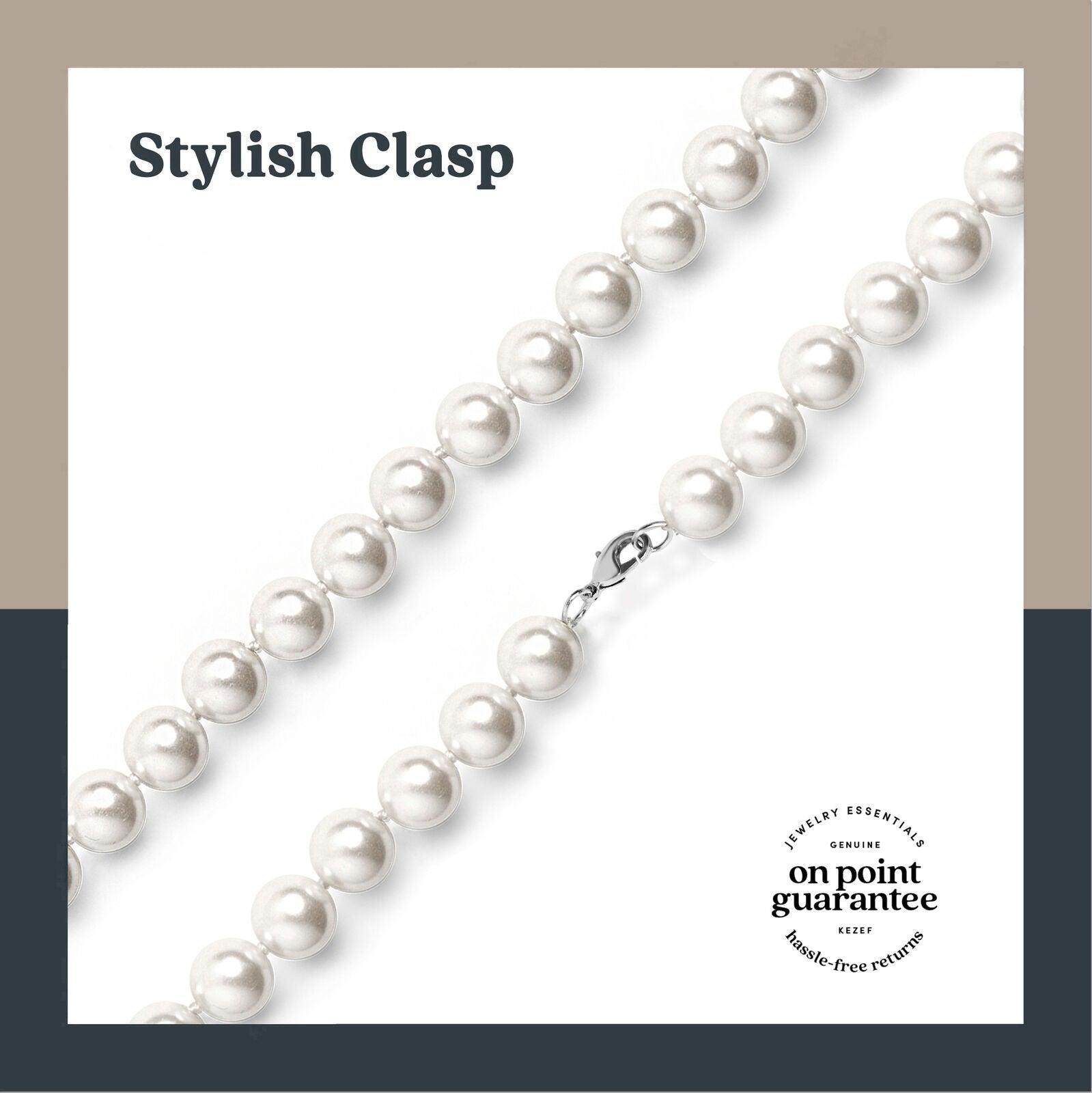 Pearl Necklace For Women Cream White 14mm Simulated Faux Pearl Hand Knotted 20 Inch - Jewelry Store by Erik Rayo