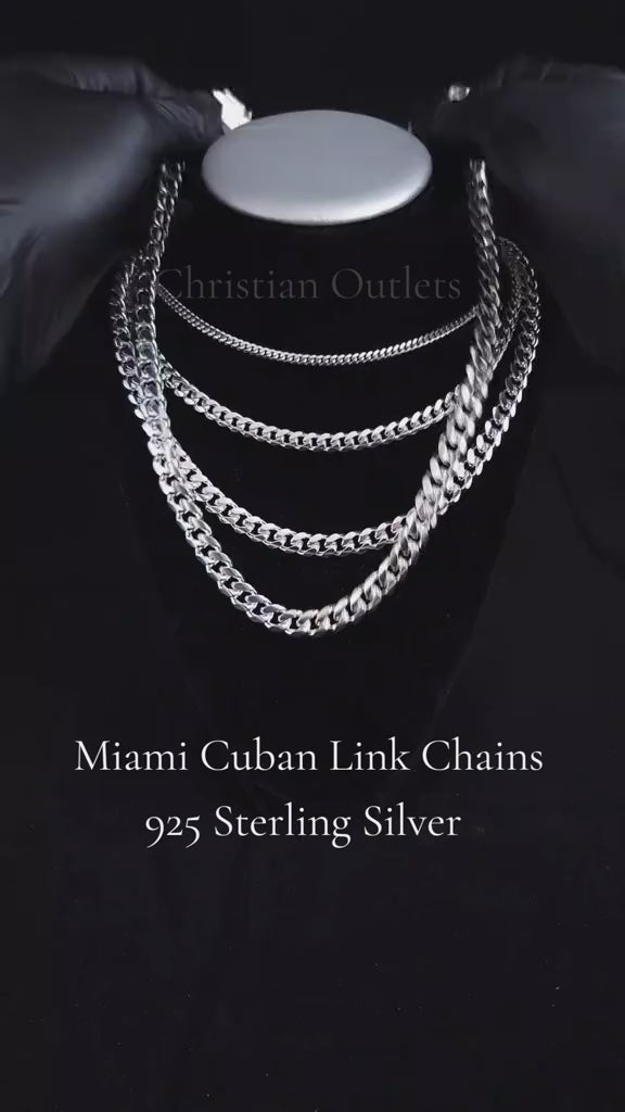 925 Silver Miami Cuban Chains for Men and Women Real Solid Italian 925 Sterling Silver Necklaces