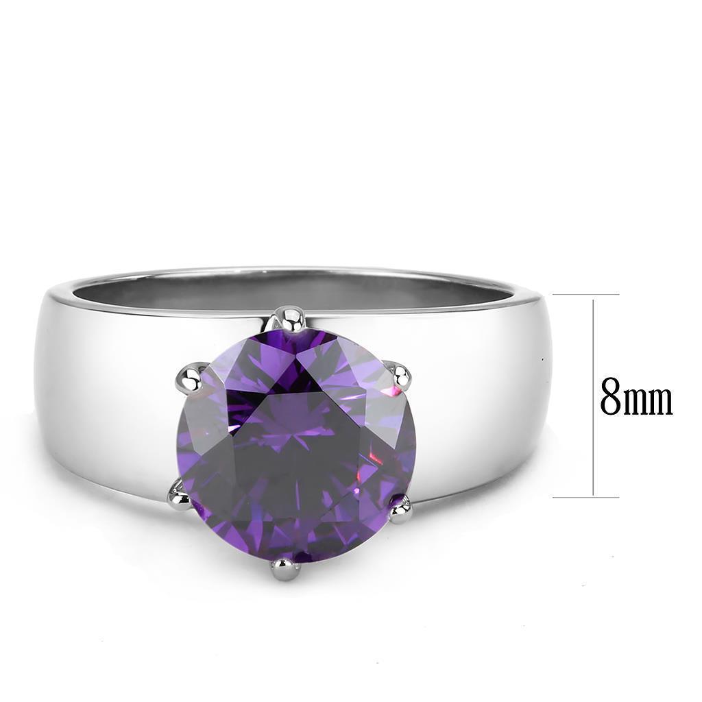 Purple Silver Rings for Women Solitaire Stainless Steel Zircoin Anillo Morado Purpura y Plata Para Mujer Solitario Acero inoxidable - Jewelry Store by Erik Rayo