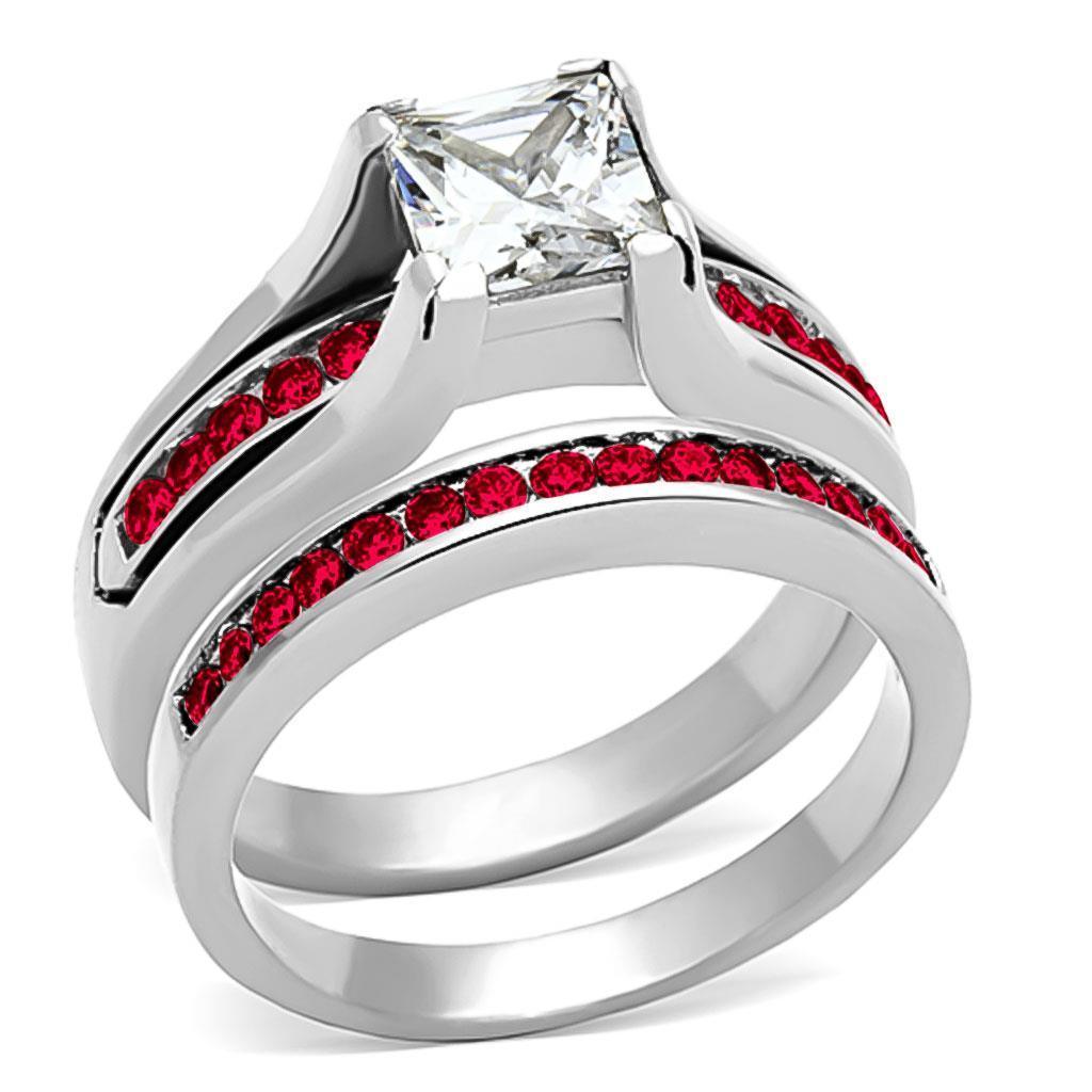 Red Silver Rings for Women Stainless Steel Anillo Rojo Plata Para Mujer Acero Inoxidable - Jewelry Store by Erik Rayo