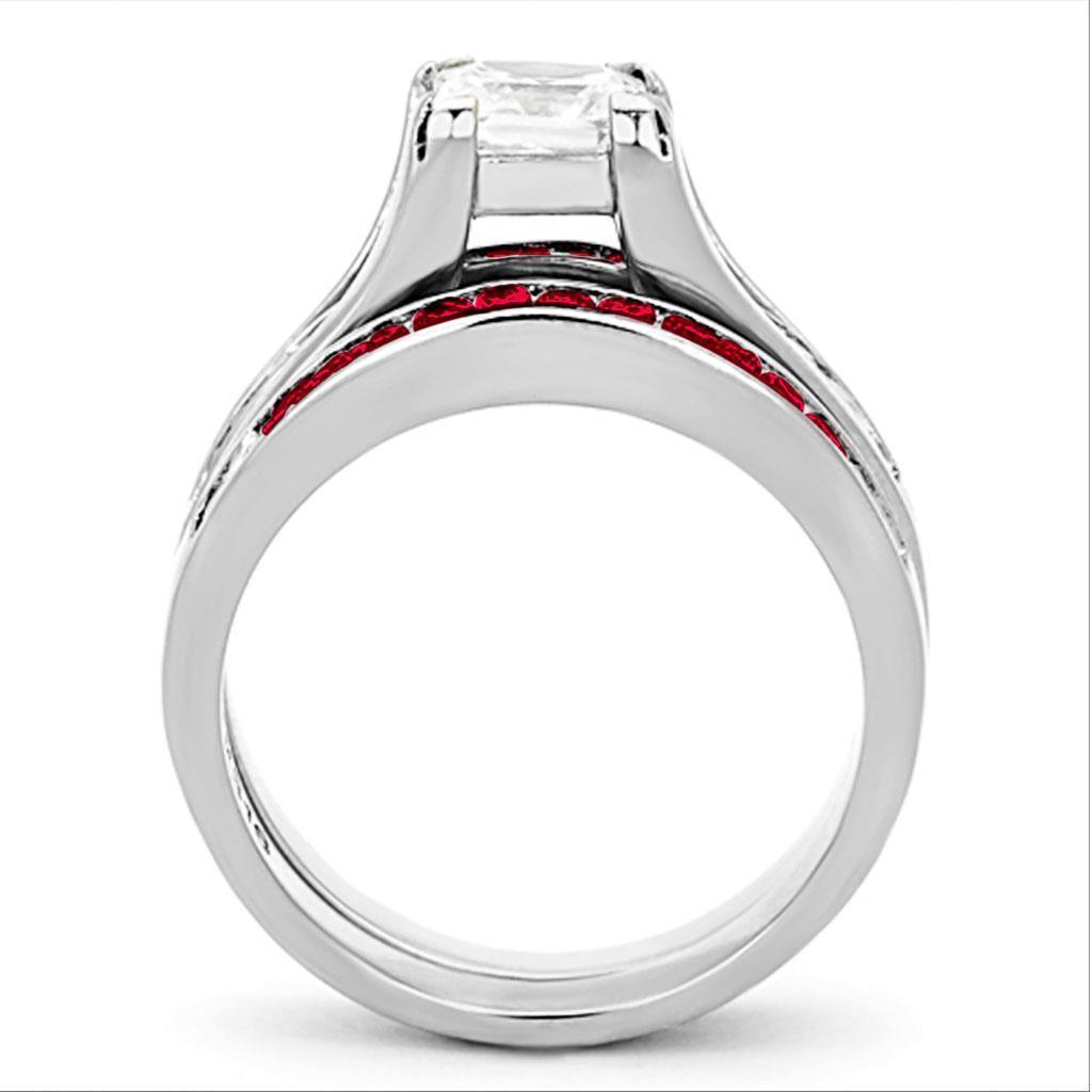 Red Silver Rings for Women Stainless Steel Anillo Rojo Plata Para Mujer Acero Inoxidable - Jewelry Store by Erik Rayo