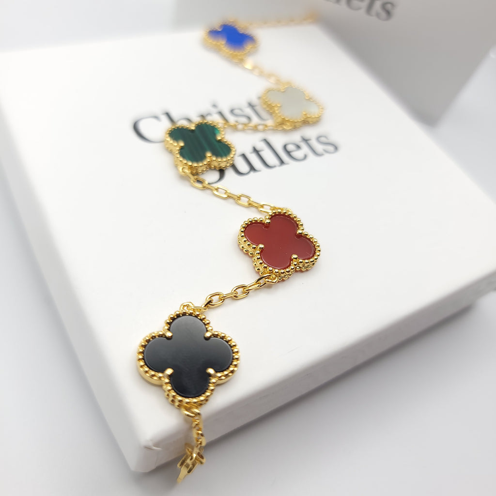 925 Silver Multicolor Clover Bracelets for Men and Women 6" 7" and 8" Inches Adjustable - Jewelry Store by Erik Rayo