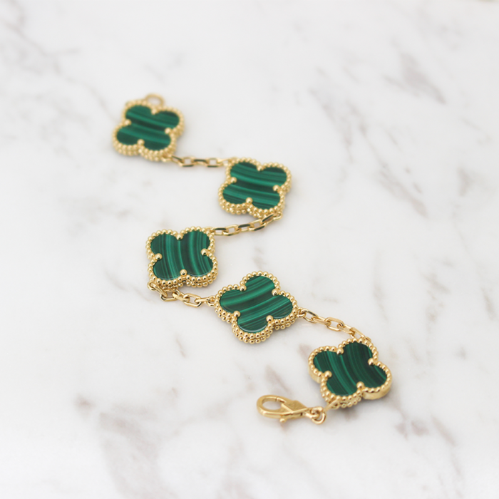 925 Silver Green and Gold Clover Bracelets for Men and Women 6" 7" and 8" Inches Adjustable - Jewelry Store by Erik Rayo