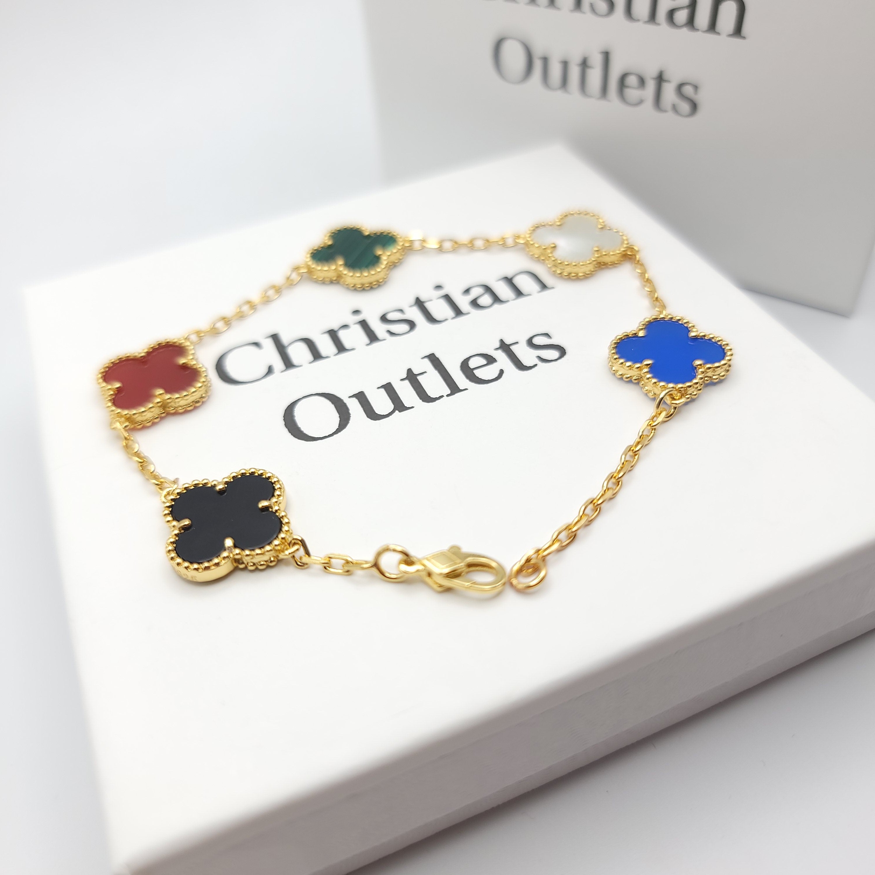 925 Silver Multicolor Clover Bracelets for Men and Women 6" 7" and 8" Inches Adjustable - Jewelry Store by Erik Rayo