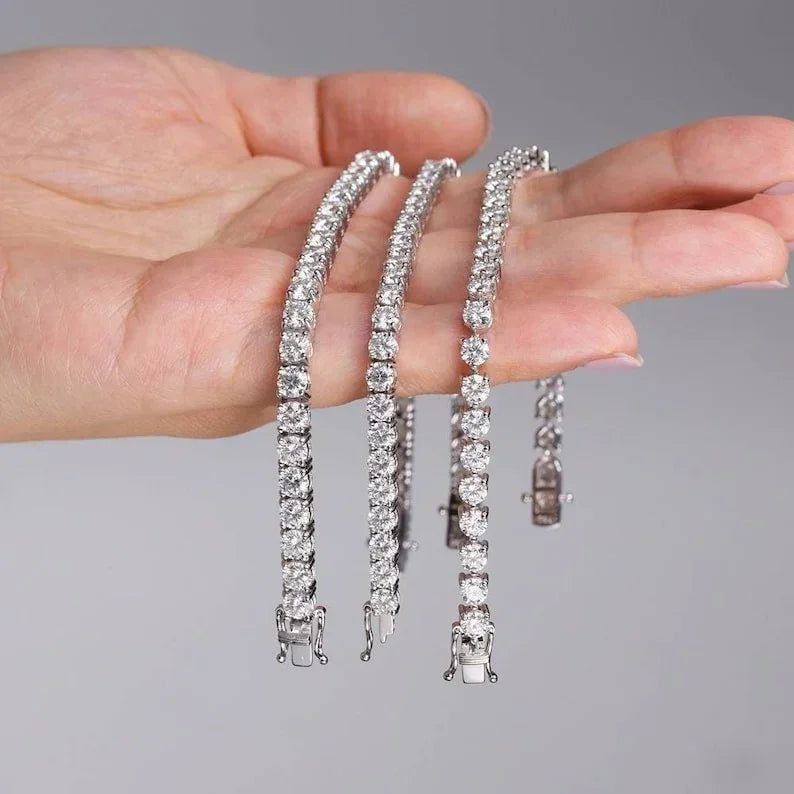 Pulseras de Tenis de Plata de Ley 925 con Moissanita y Certificado GRA Para Hombre y Mujer - Jewelry Store by Erik Rayo