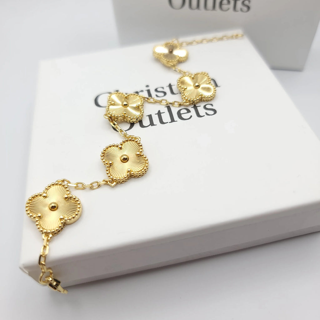 925 Silver All Gold Clover Bracelets for Men and Women 6" 7" and 8" Inches Adjustable - Jewelry Store by Erik Rayo