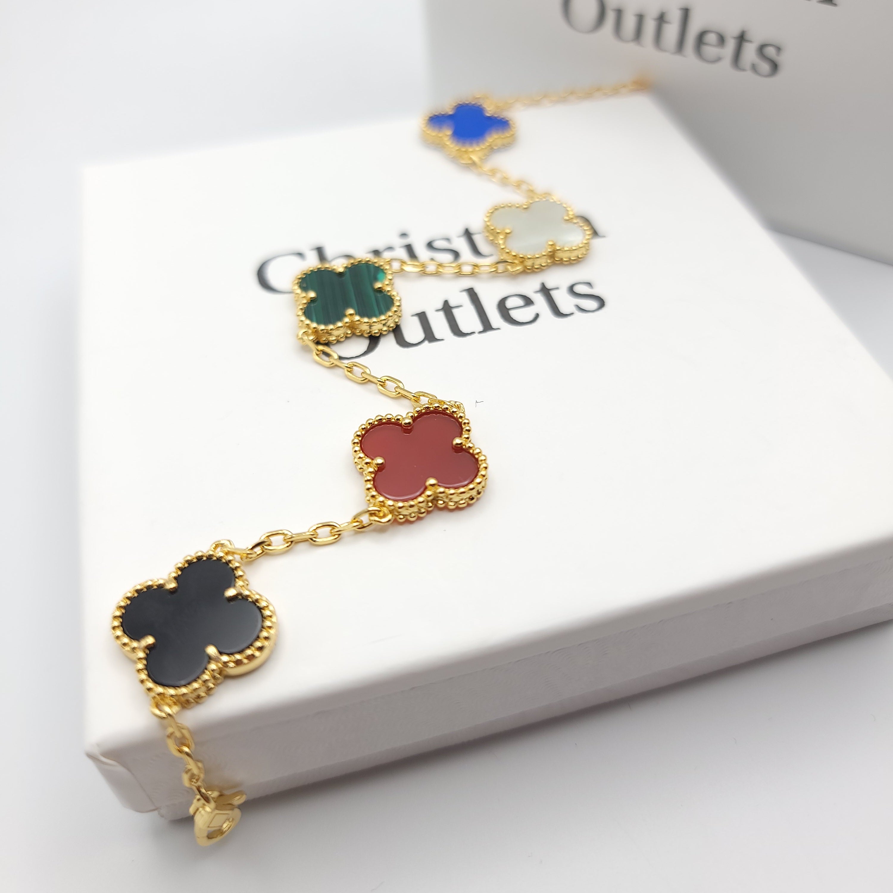 925 Silver Multicolor Clover Bracelets for Men and Women 6" 7" and 8" Inches Adjustable - Jewelry Store by Erik Rayo