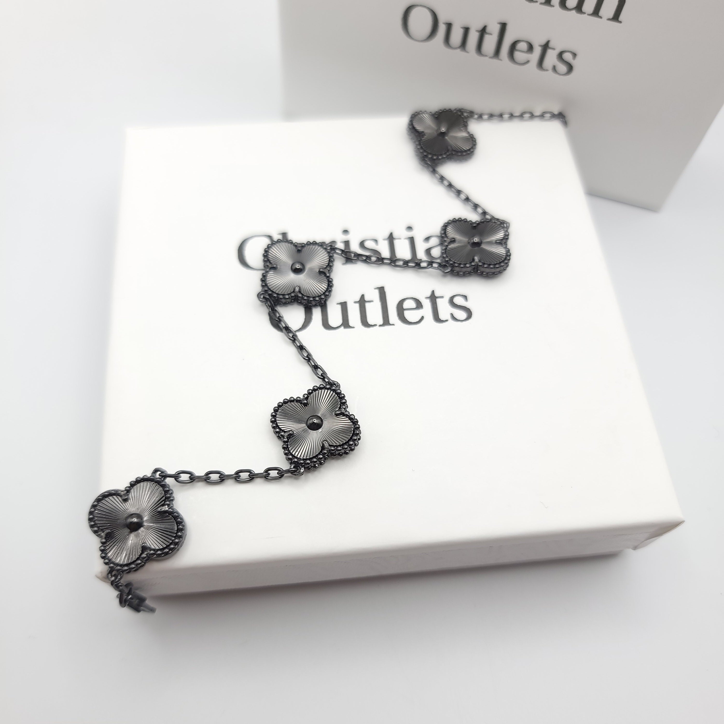 925 Silver All Black Clover Bracelets for Men and Women 6" 7" and 8" Inches Adjustable - Jewelry Store by Erik Rayo