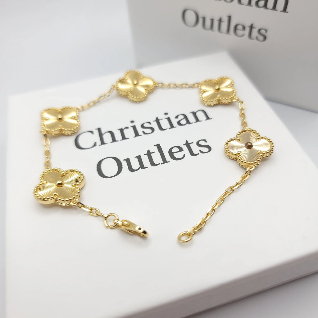 925 Silver All Gold Clover Bracelets for Men and Women 6" 7" and 8" Inches Adjustable - Jewelry Store by Erik Rayo