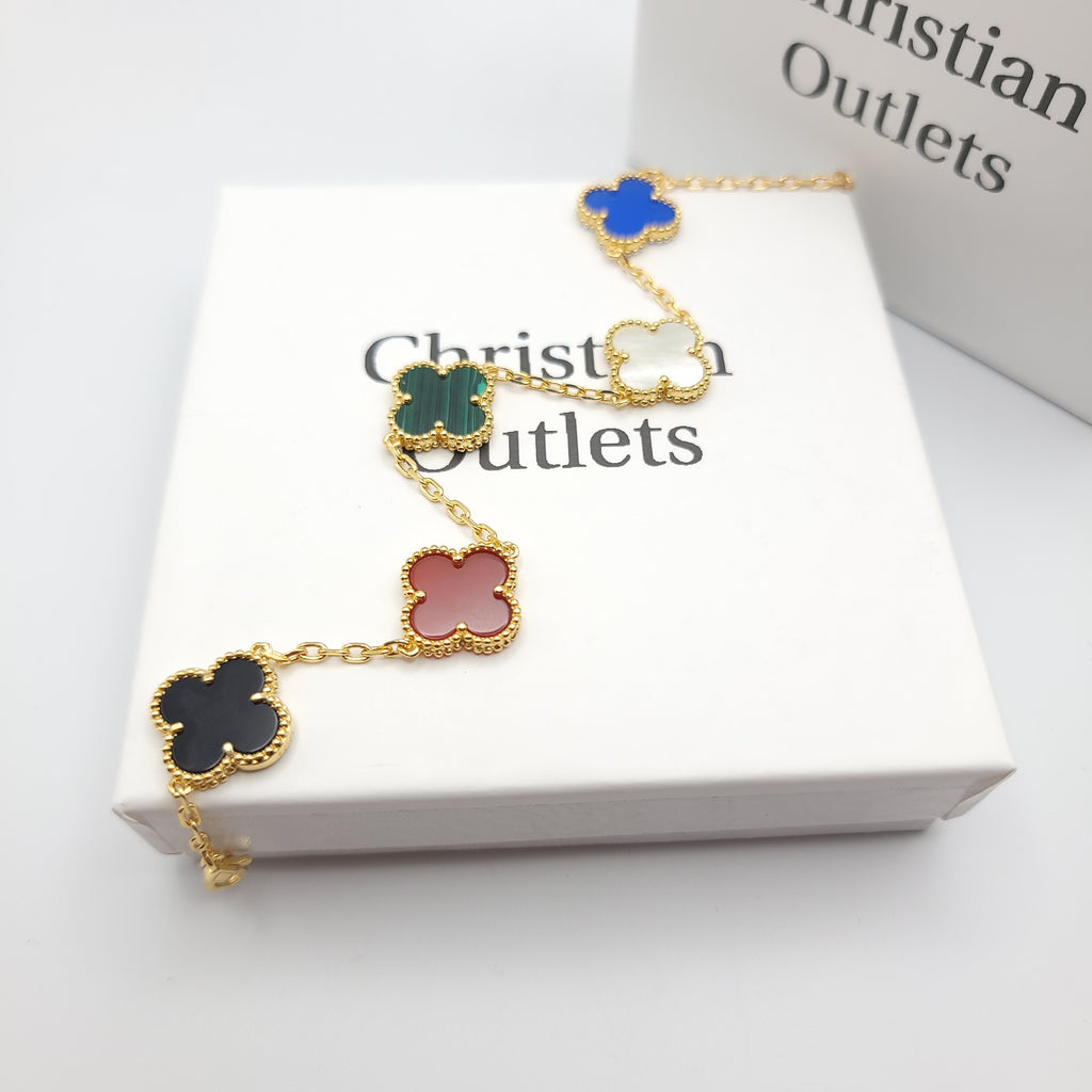 925 Silver Multicolor Clover Bracelets for Men and Women 6" 7" and 8" Inches Adjustable - Jewelry Store by Erik Rayo