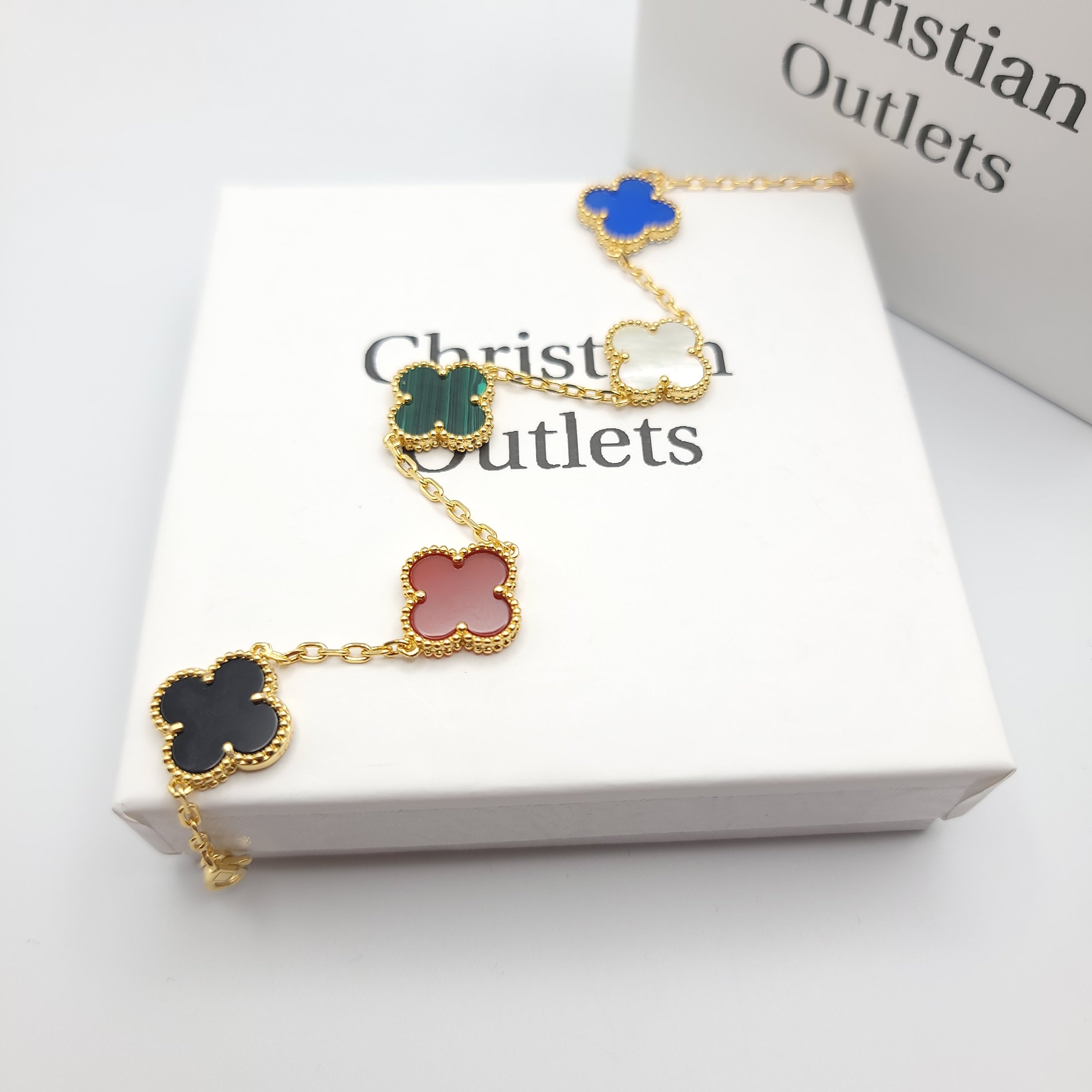 925 Silver Multicolor Clover Bracelets for Men and Women 6" 7" and 8" Inches Adjustable - Jewelry Store by Erik Rayo