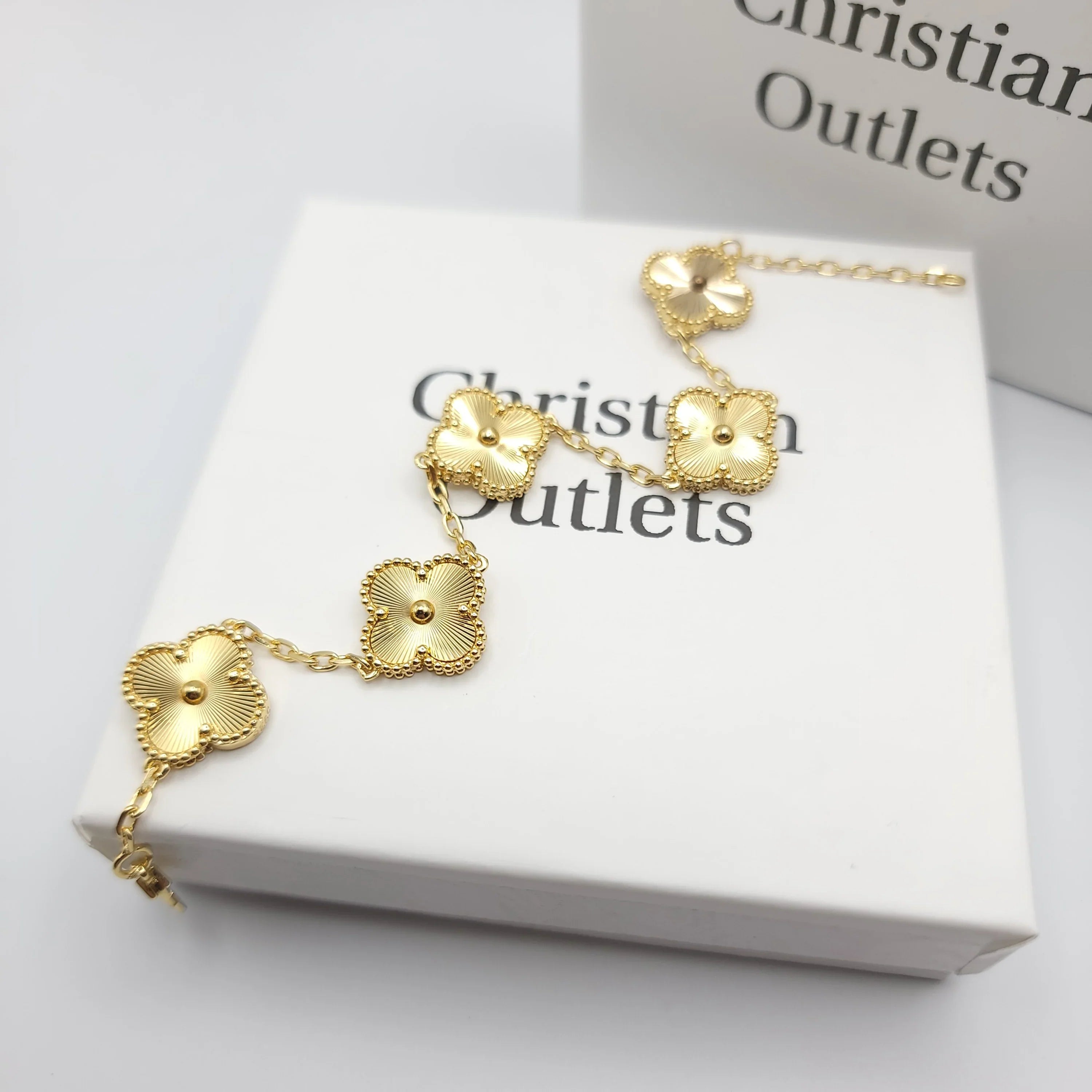 925 Silver All Gold Clover Bracelets for Men and Women 6" 7" and 8" Inches Adjustable - Jewelry Store by Erik Rayo