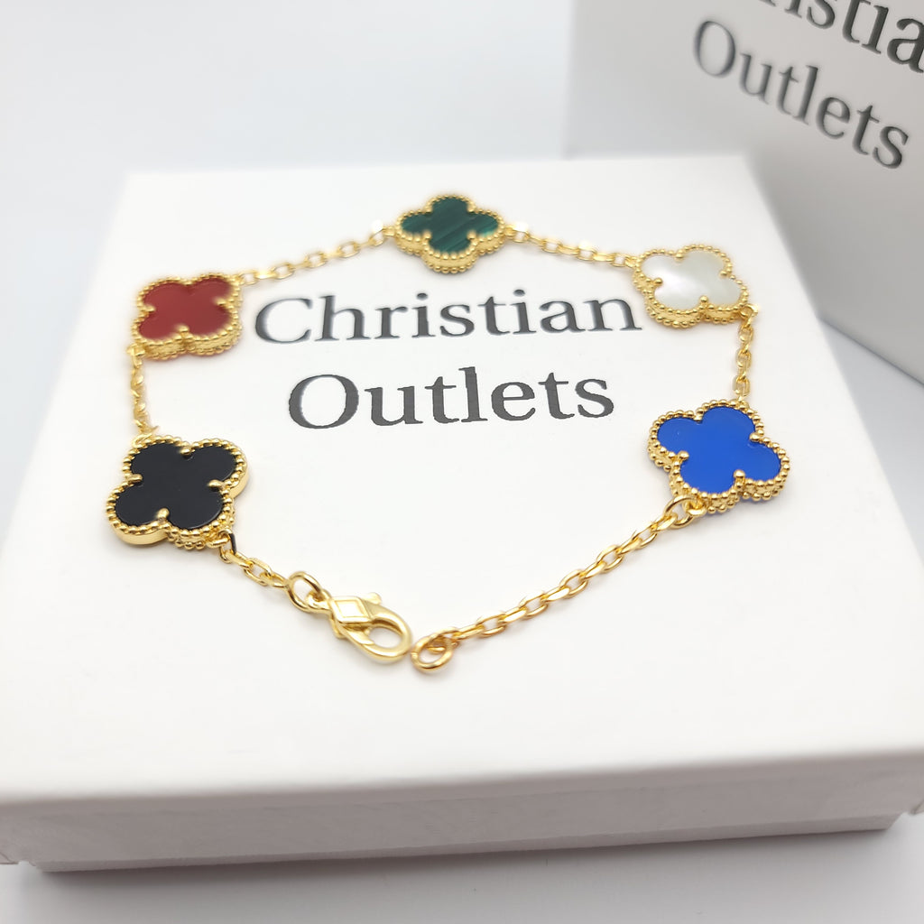 925 Silver Multicolor Clover Bracelets for Men and Women 6" 7" and 8" Inches Adjustable - Jewelry Store by Erik Rayo