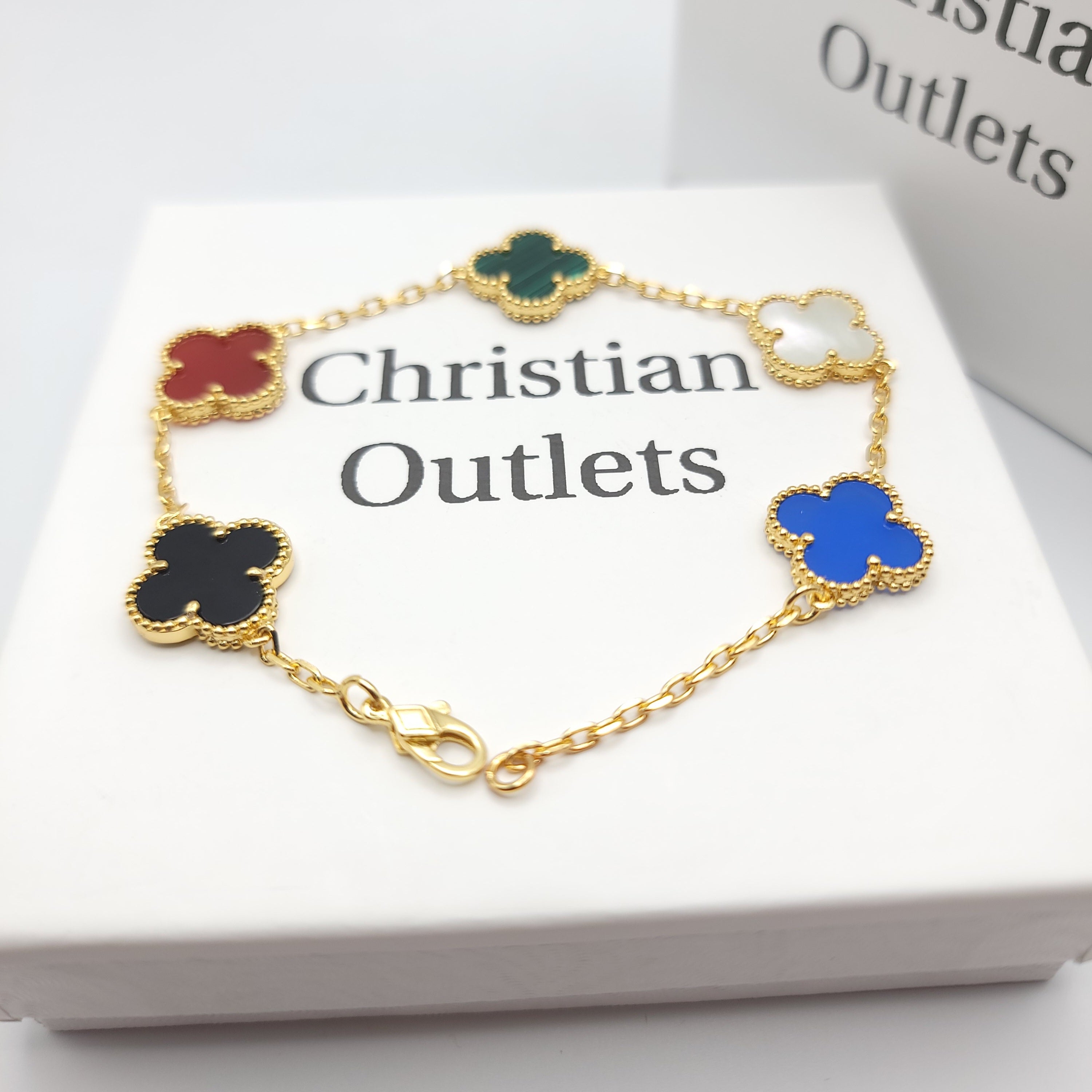 925 Silver Multicolor Clover Bracelets for Men and Women 6" 7" and 8" Inches Adjustable - Jewelry Store by Erik Rayo