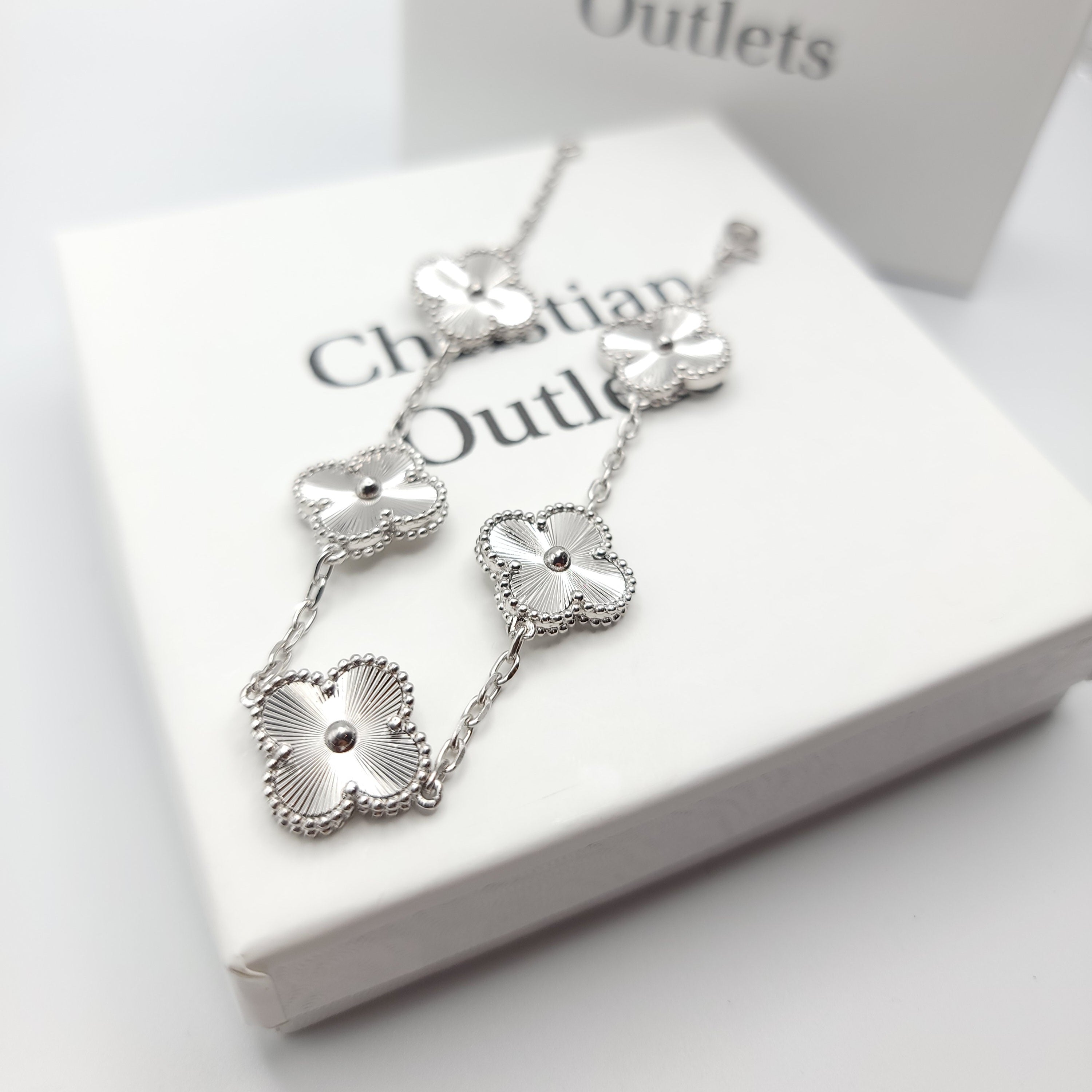925 Silver All Silver Clover Bracelets for Men and Women 6" 7" and 8" Inches Adjustable - Jewelry Store by Erik Rayo