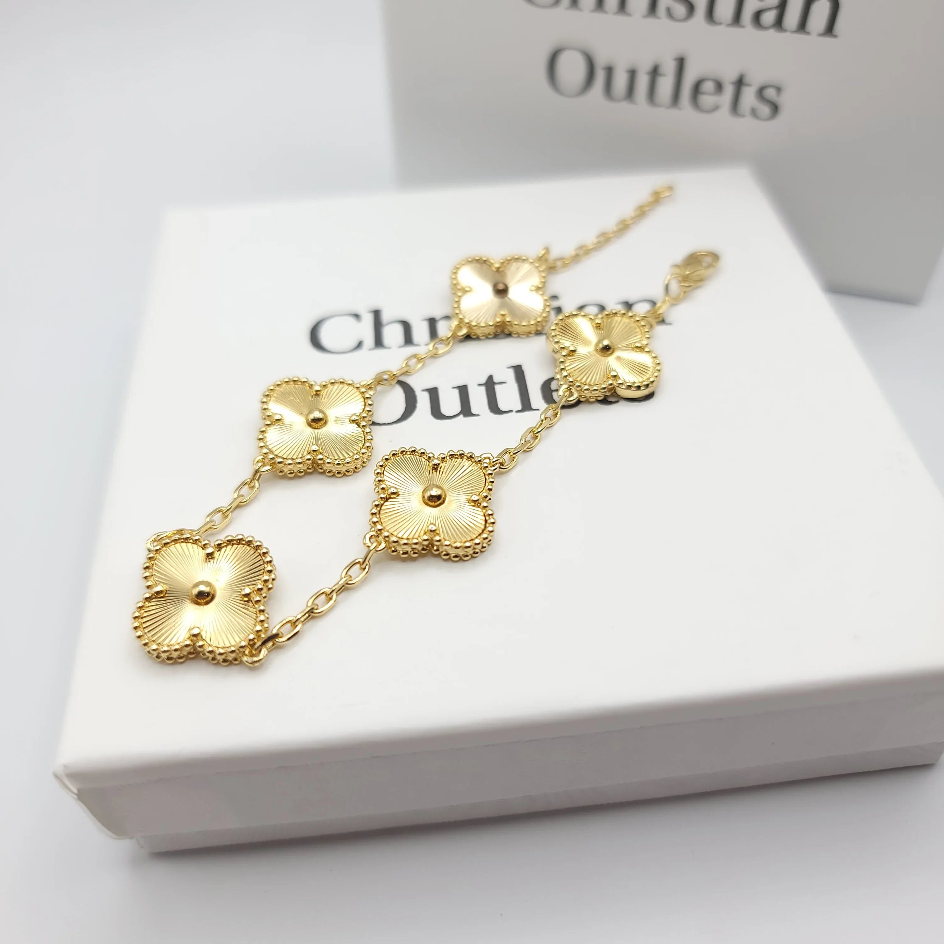 925 Silver All Gold Clover Bracelets for Men and Women 6" 7" and 8" Inches Adjustable - Jewelry Store by Erik Rayo