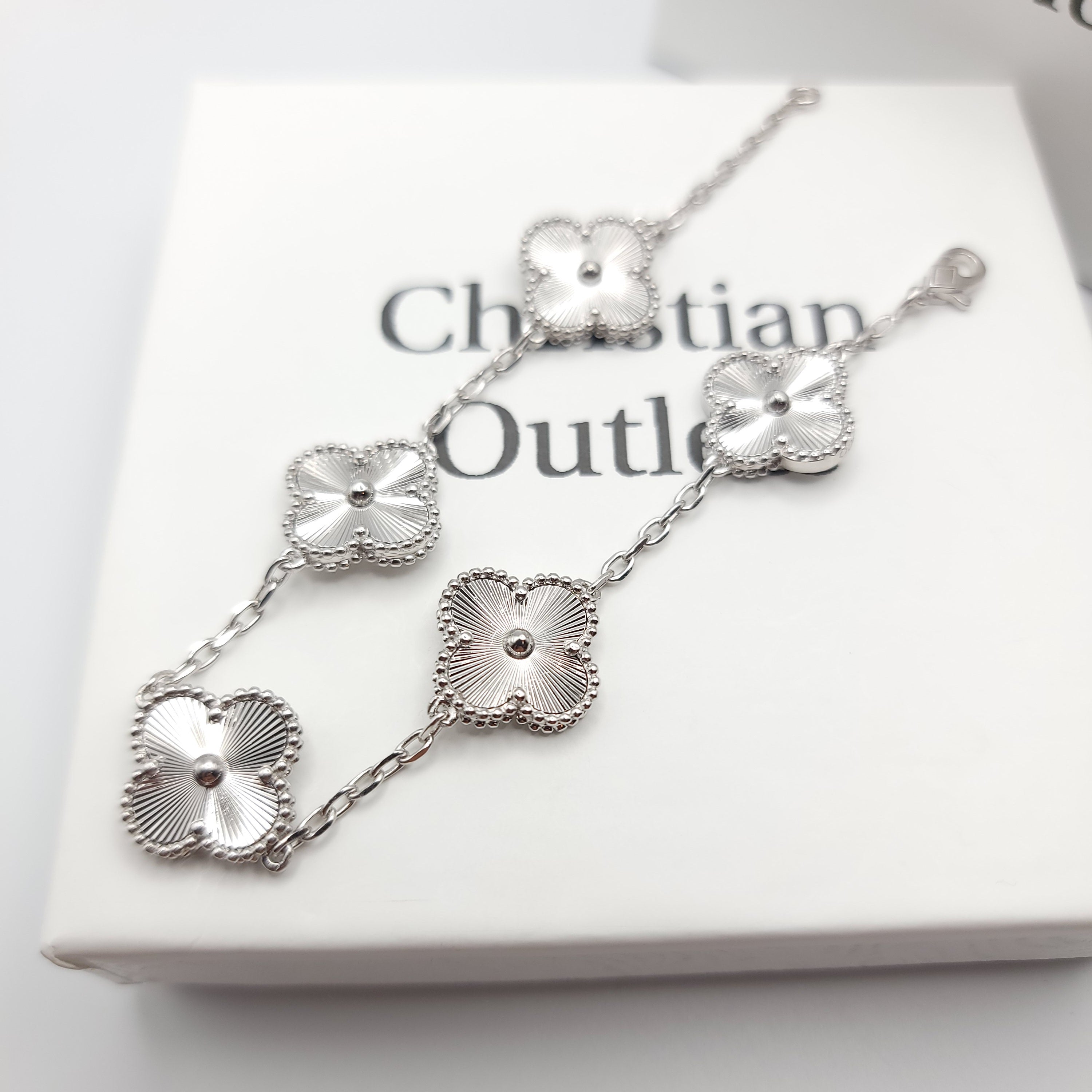 925 Silver All Silver Clover Bracelets for Men and Women 6" 7" and 8" Inches Adjustable - Jewelry Store by Erik Rayo