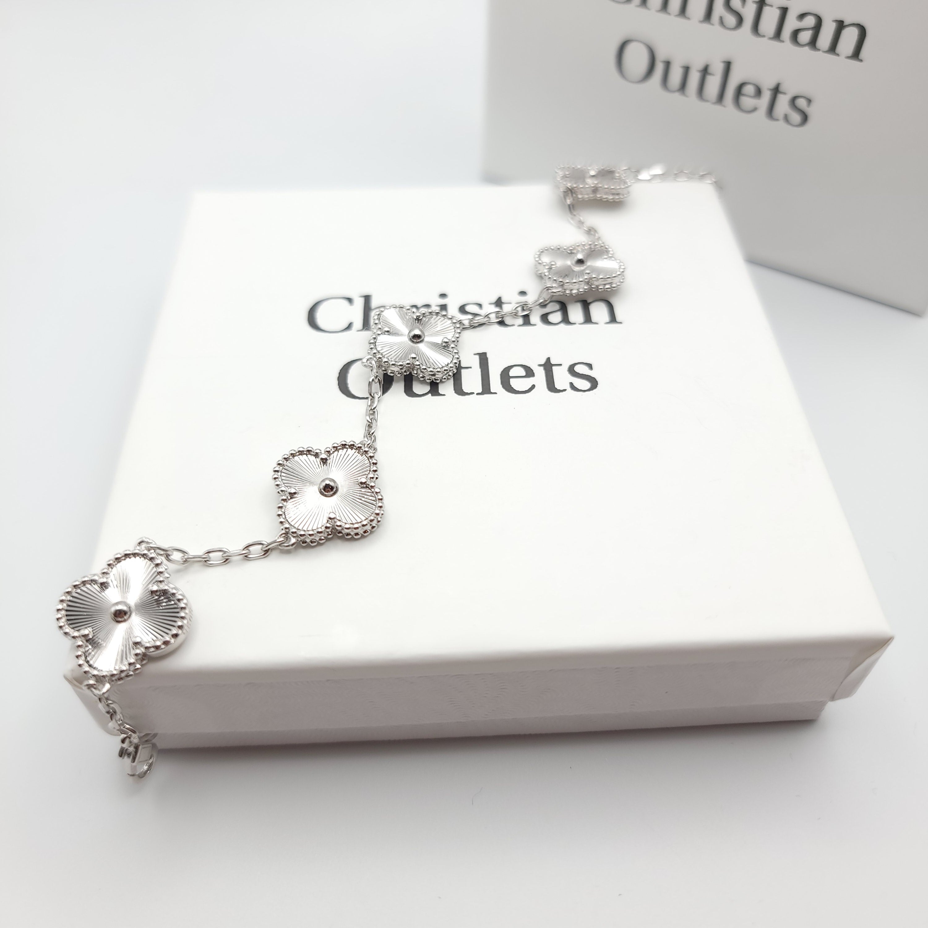 925 Silver All Silver Clover Bracelets for Men and Women 6" 7" and 8" Inches Adjustable - Jewelry Store by Erik Rayo