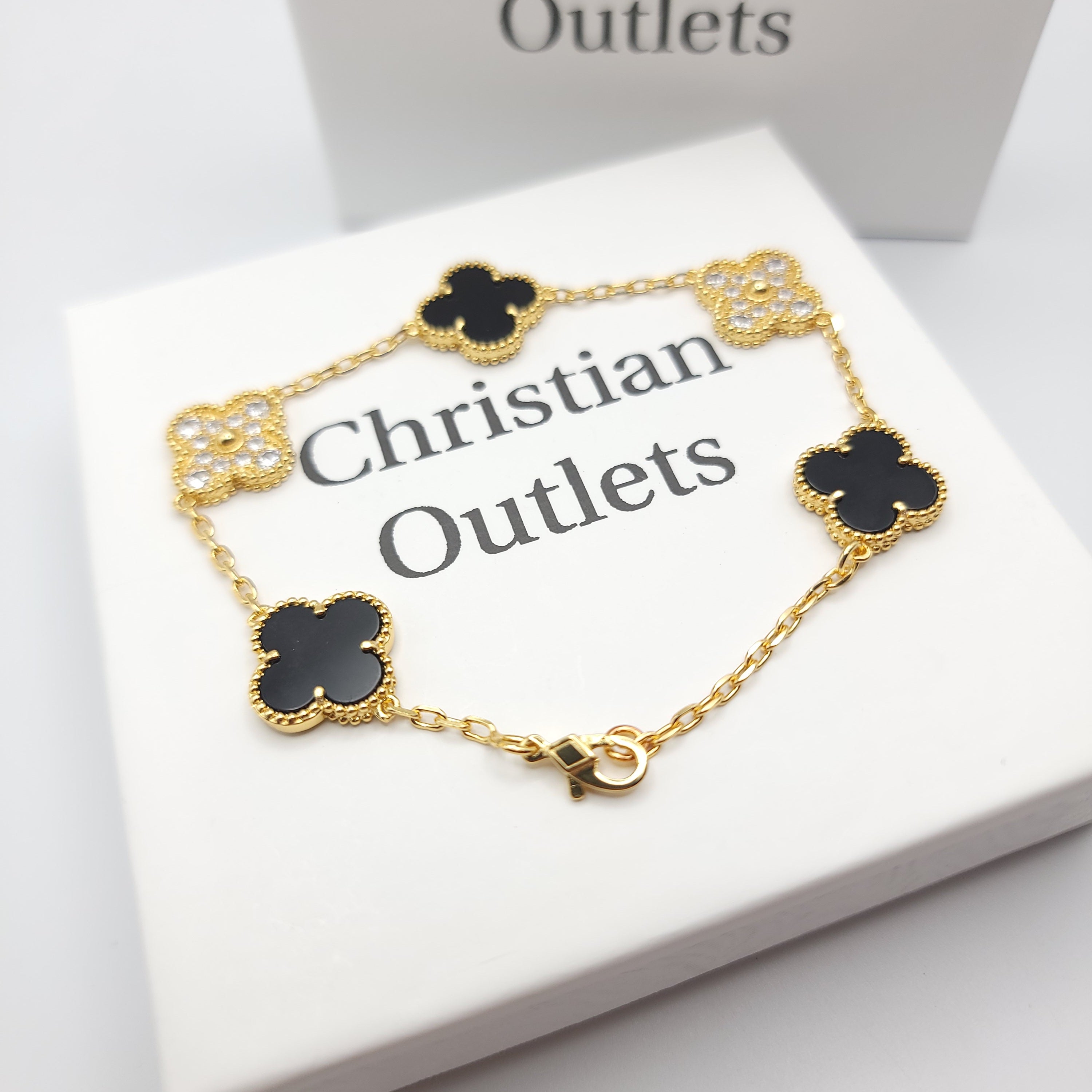 925 Silver Black Royalty Clover Bracelets for Men and Women 6" 7" and 8" Inches Adjustable - Jewelry Store by Erik Rayo
