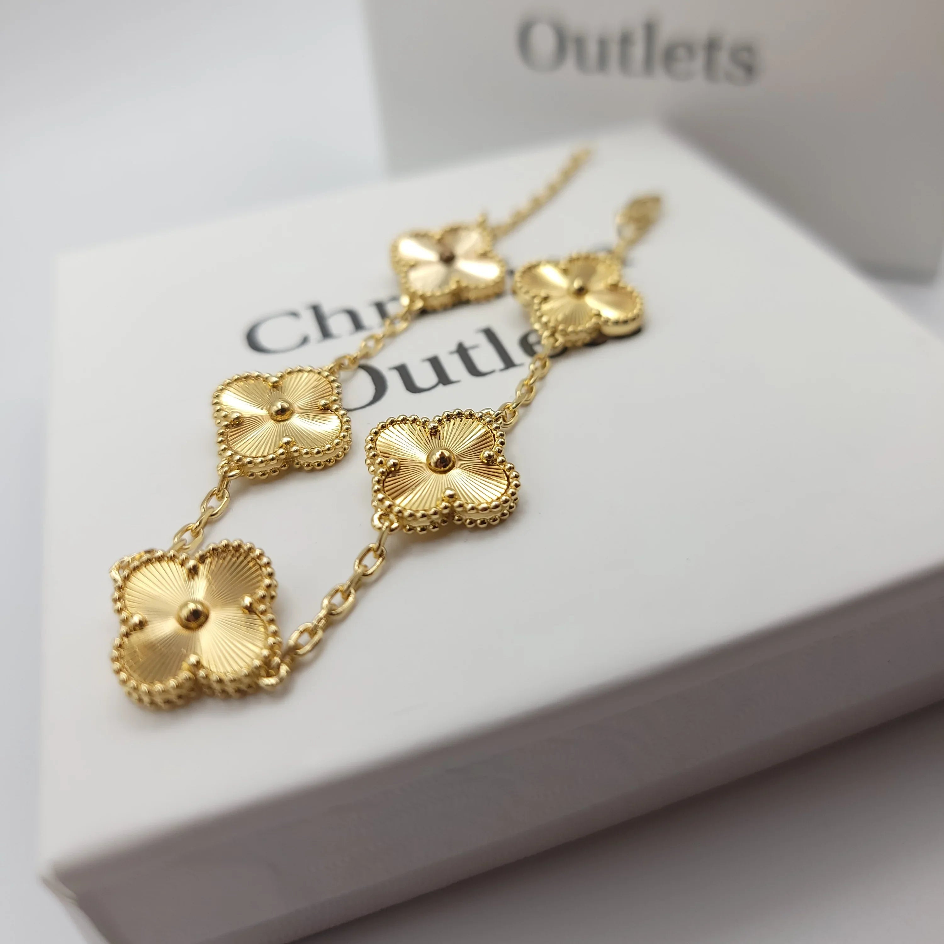 925 Silver All Gold Clover Bracelets for Men and Women 6" 7" and 8" Inches Adjustable - Jewelry Store by Erik Rayo