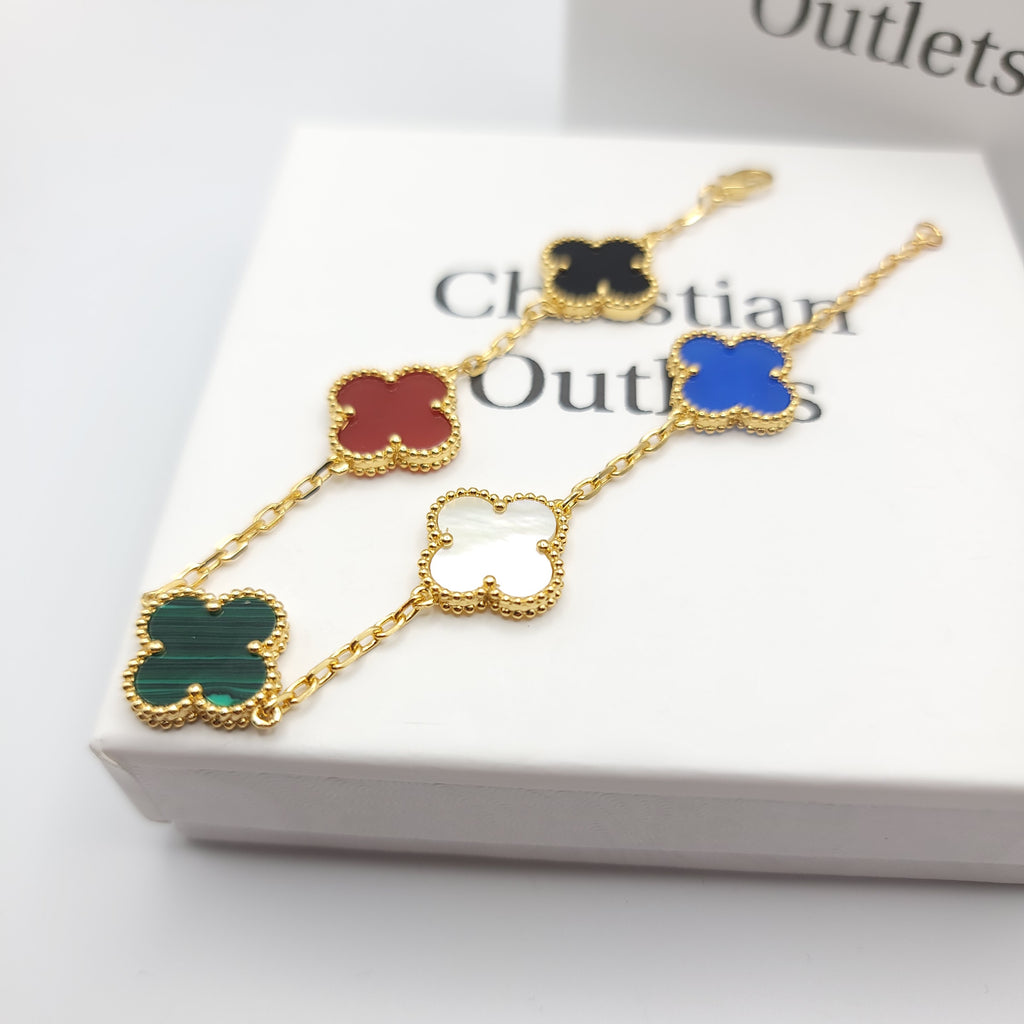 925 Silver Multicolor Clover Bracelets for Men and Women 6" 7" and 8" Inches Adjustable - Jewelry Store by Erik Rayo