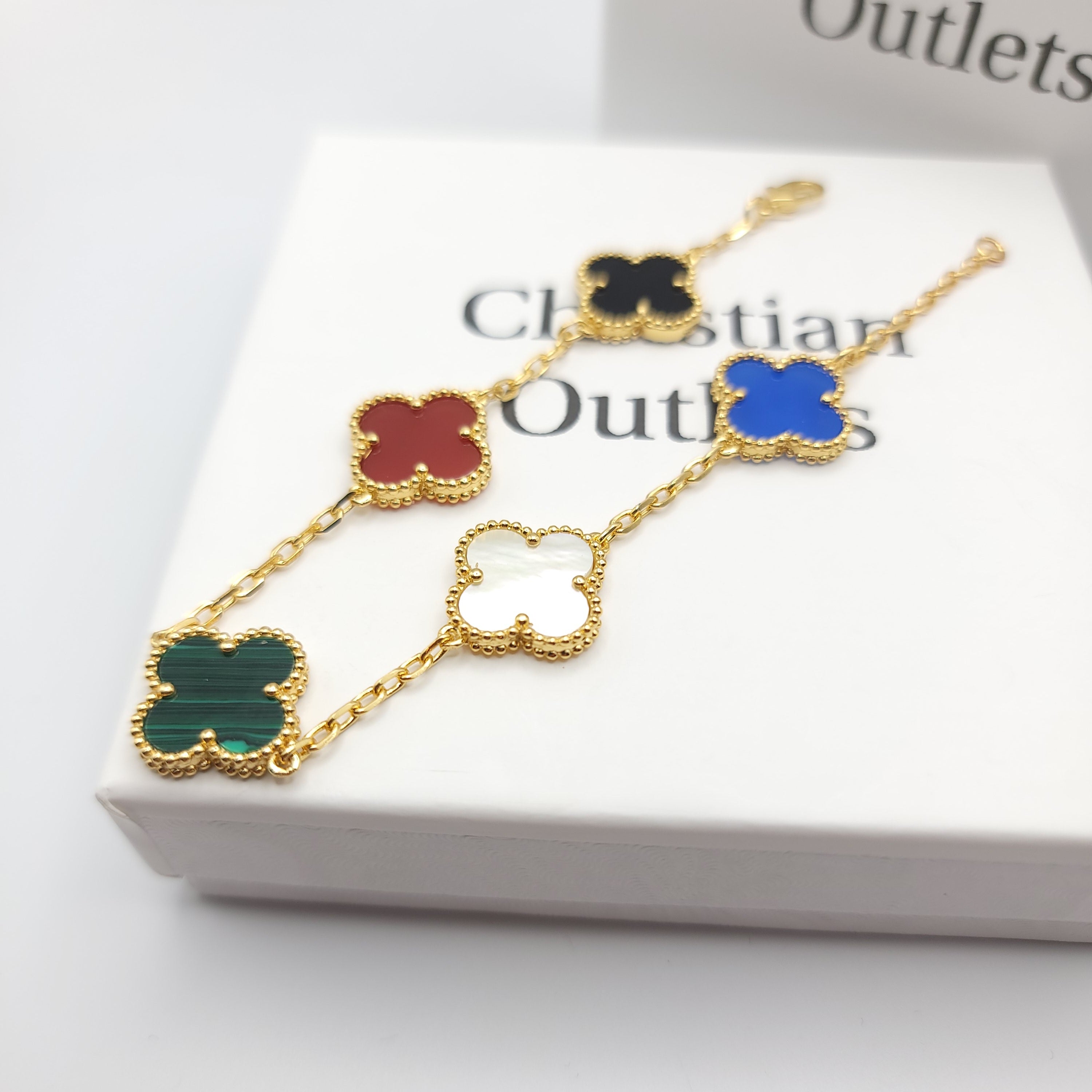 925 Silver Multicolor Clover Bracelets for Men and Women 6" 7" and 8" Inches Adjustable - Jewelry Store by Erik Rayo