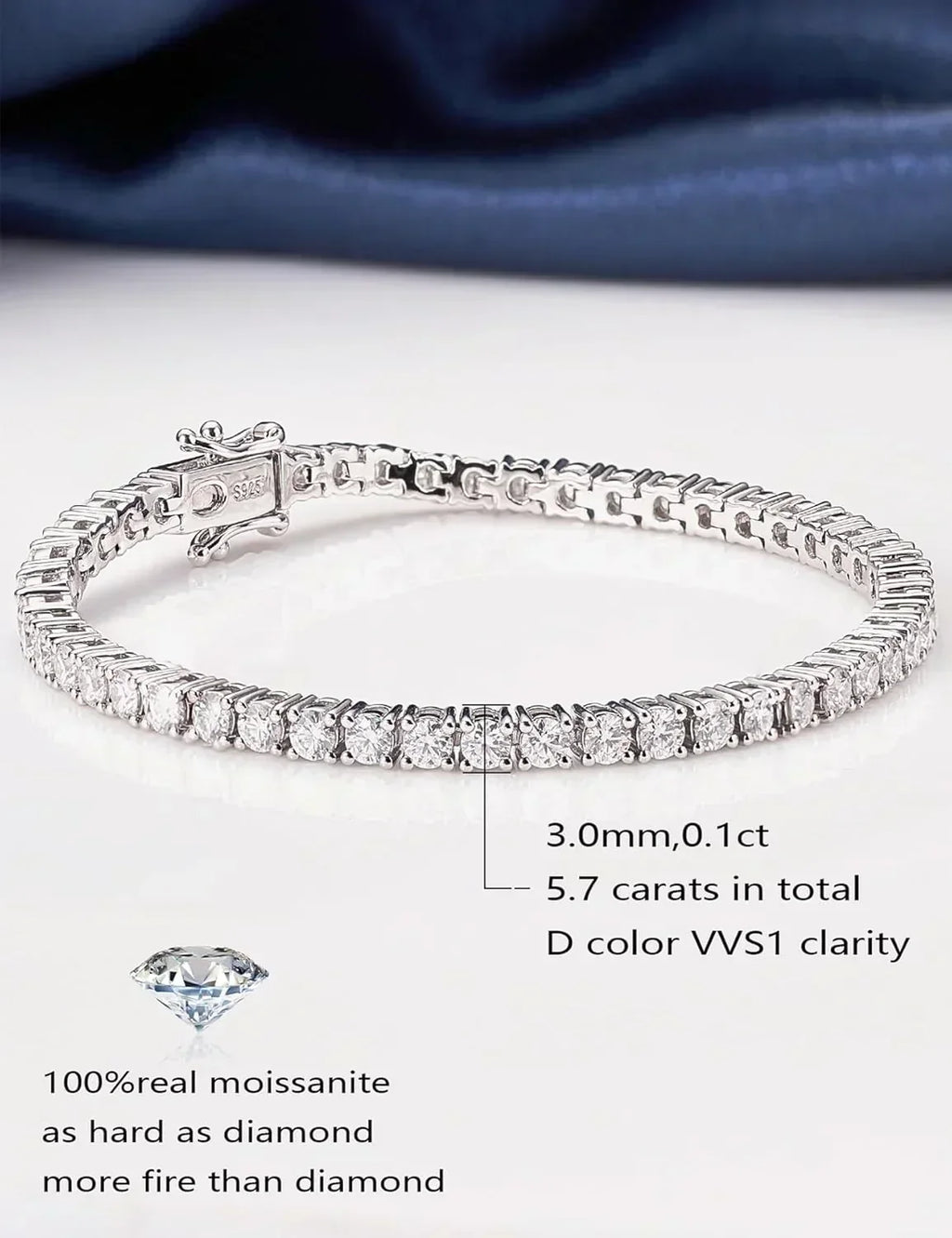 Pulseras de Tenis de Plata de Ley 925 con Moissanita y Certificado GRA Para Hombre y Mujer - Jewelry Store by Erik Rayo
