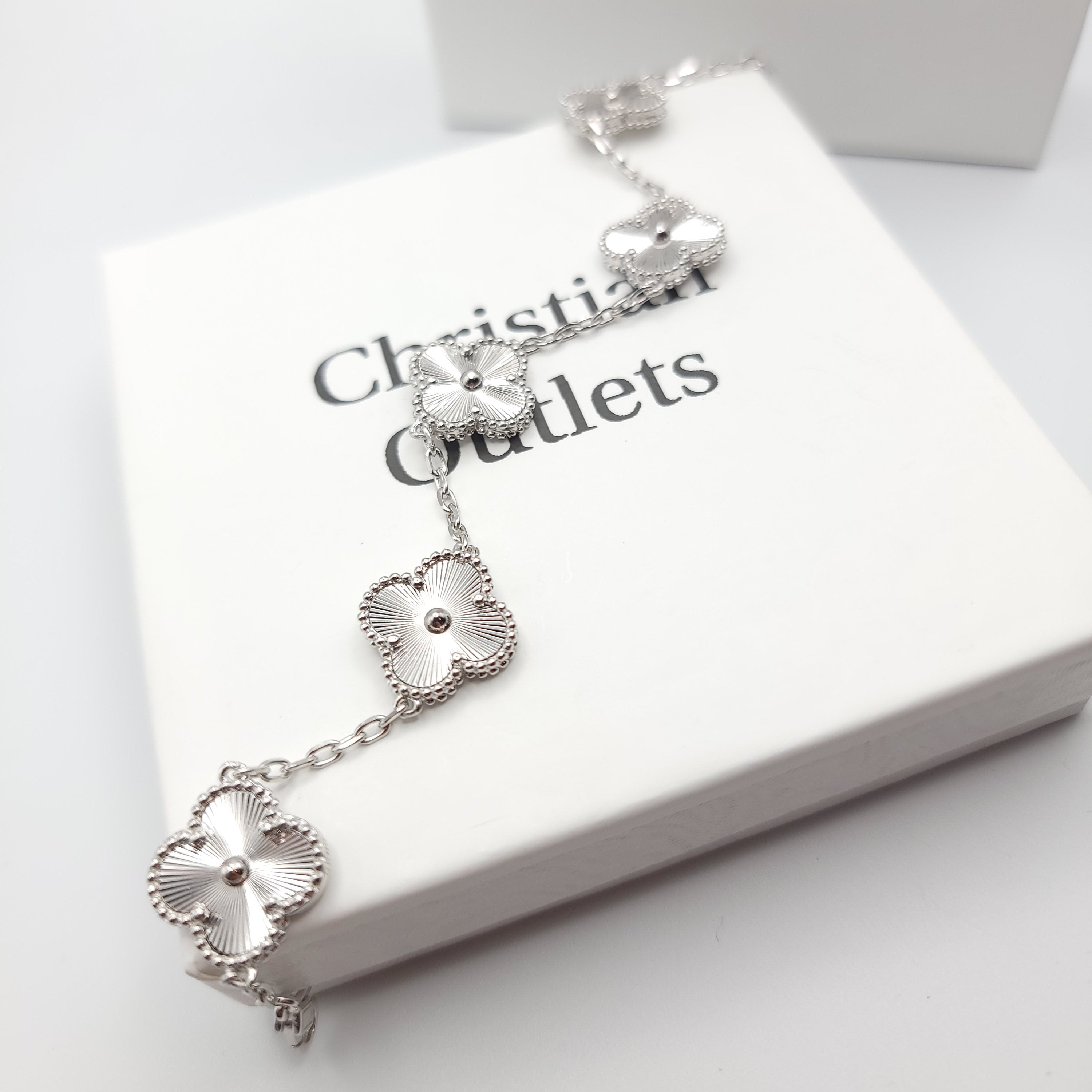 925 Silver All Silver Clover Bracelets for Men and Women 6" 7" and 8" Inches Adjustable - Jewelry Store by Erik Rayo