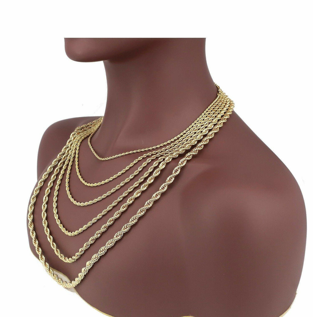 Rope Chain Necklace for Men Women and Stainless Steel in Gold - Jewelry Store by Erik Rayo