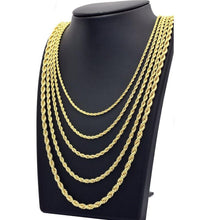 Load image into Gallery viewer, Rope Chain Necklace for Men Women and Kids Stainless Steel in Gold - Jewelry Store by Erik Rayo
