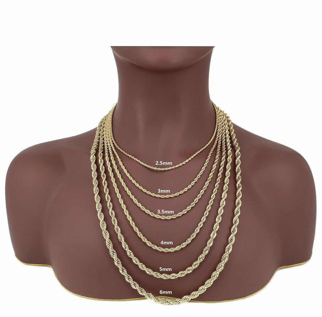 Rope Chain Necklaces for Men and Women Stainless Steel in Gold - Jewelry Store by Erik Rayo