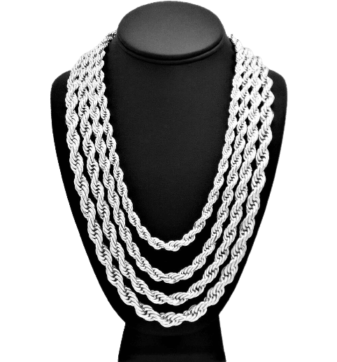 Rope Chain Necklaces in Silver for Men and Women Stainless Steel Cadena de Torzal Para Hombre y Mujer - Jewelry Store by Erik Rayo
