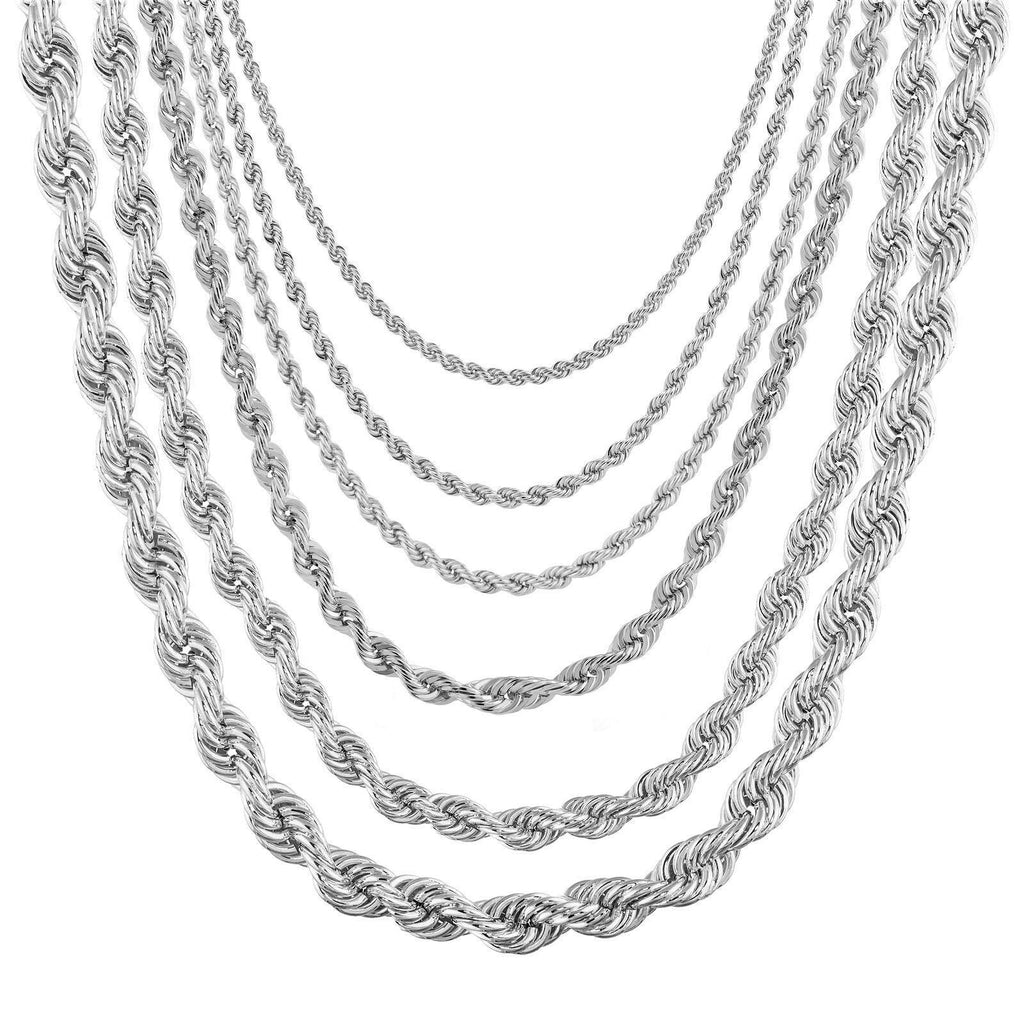 Rope Chain Necklaces in Silver for Men and Women Stainless Steel Cadena de Torzal Para Hombre y Mujer - Jewelry Store by Erik Rayo