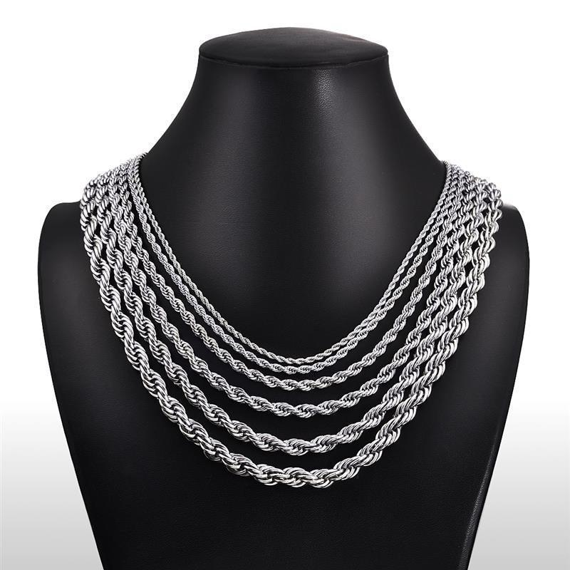 Rope Chain Necklaces in Silver for Men and Women Stainless Steel Cadena de Torzal Para Hombre y Mujer - Jewelry Store by Erik Rayo