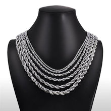 Load image into Gallery viewer, Rope Chain Necklaces in Silver for Men Women and Kids Stainless Steel Cadena de Torzal Para Hombre Mujer y Ninos - Jewelry Store by Erik Rayo
