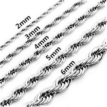 Load image into Gallery viewer, Rope Chain Necklaces in Silver for Men Women and Kids Stainless Steel Cadena de Torzal Para Hombre Mujer y Ninos - Jewelry Store by Erik Rayo
