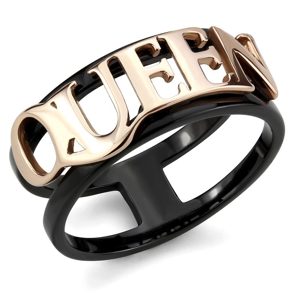 Rose Gold Black Womens Ring Queen Anillo Para Mujer y Ninos Unisex Kids 316L Stainless Steel Ring Colmar - Jewelry Store by Erik Rayo