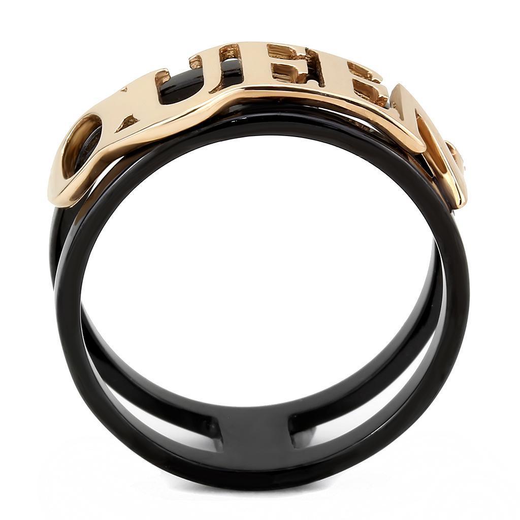 Rose Gold Black Rings for Women Queen Anillo Para Mujer Stainless Steel Ring Colmar - Jewelry Store by Erik Rayo