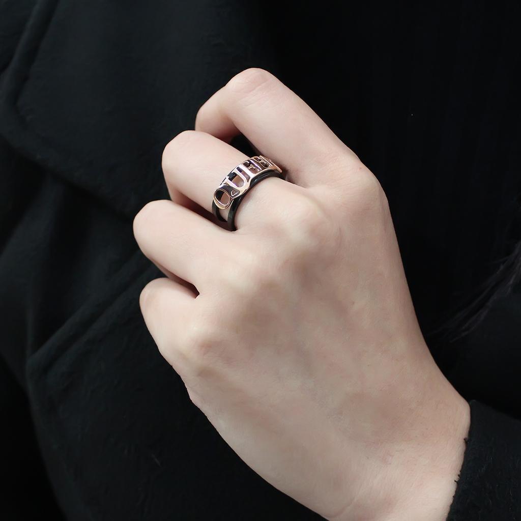 Rose Gold Black Rings for Women Queen Anillo Para Mujer Stainless Steel Ring Colmar - Jewelry Store by Erik Rayo