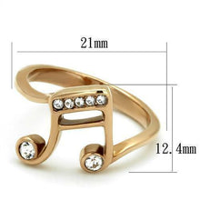 Load image into Gallery viewer, Rose Gold EP Stainless Steel Pink Crystal Musical Music Note Fashion Ring Anillo Para Mujer - Jewelry Store by Erik Rayo
