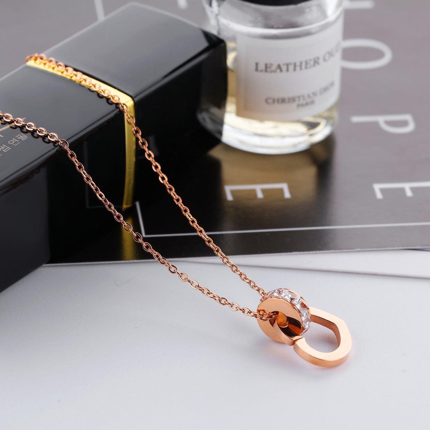 Rose Gold Heart Charm Necklace Stainless Steel 0.60 Carat CZ - Jewelry Store by Erik Rayo