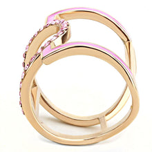 Load image into Gallery viewer, Rose Gold Womens Ring Anillo Para Mujer y Ninos Unisex Kids 316L Stainless Steel Ring with Top Grade Crystal in Light Rose - Jewelry Store by Erik Rayo
