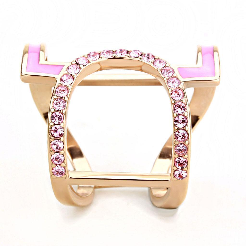 Rose Gold Womens Ring Anillo Para Mujer 316L Stainless Steel Ring with Top Grade Crystal in Light Rose - Jewelry Store by Erik Rayo
