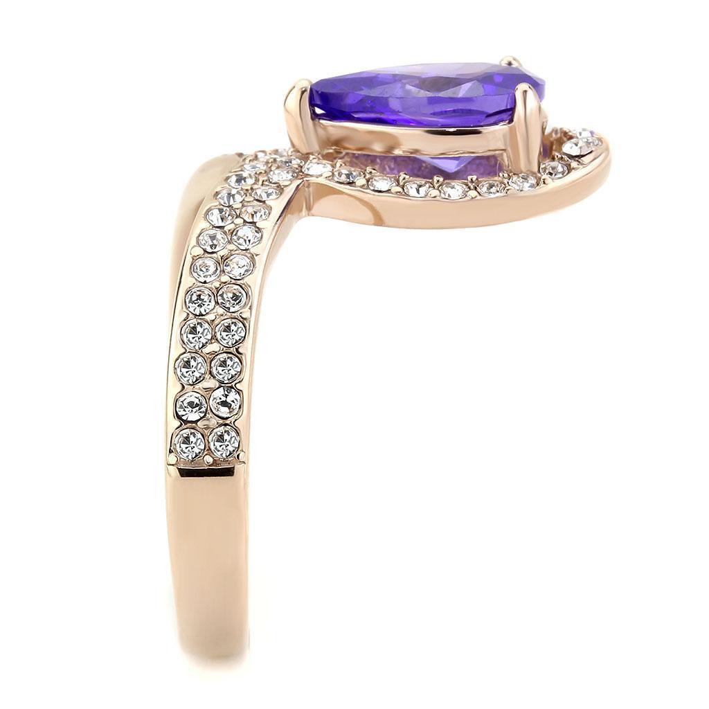 Rose Gold Rings for Women Anillo Para Mujer Stainless Steel Ring with AAA Grade CZ in Tanzanite - Jewelry Store by Erik Rayo