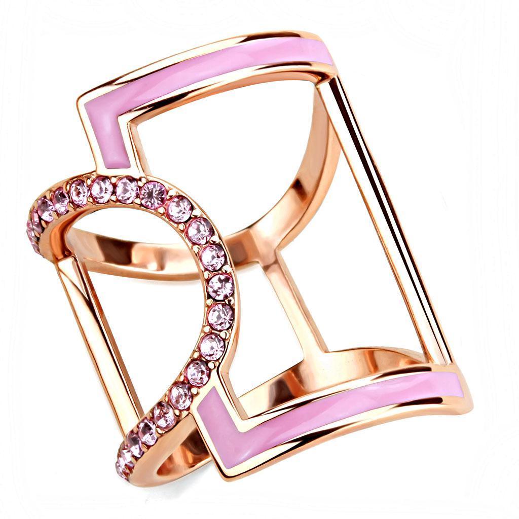 Rose Gold Rings for Women Anillo Para Mujer Stainless Steel Ring with Top Grade Crystal in Light Rose - Jewelry Store by Erik Rayo