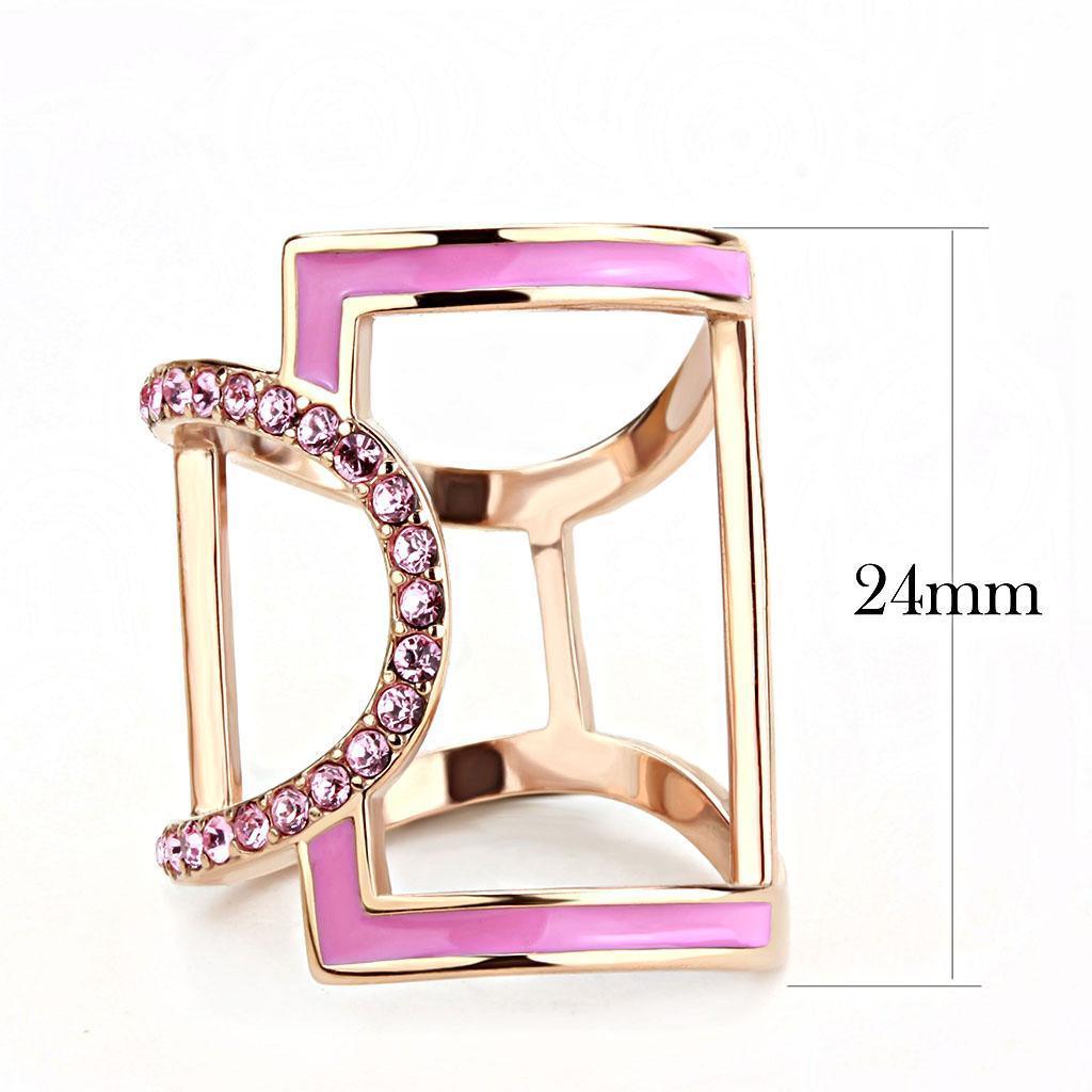 Rose Gold Rings for Women Anillo Para Mujer Stainless Steel Ring with Top Grade Crystal in Light Rose - Jewelry Store by Erik Rayo