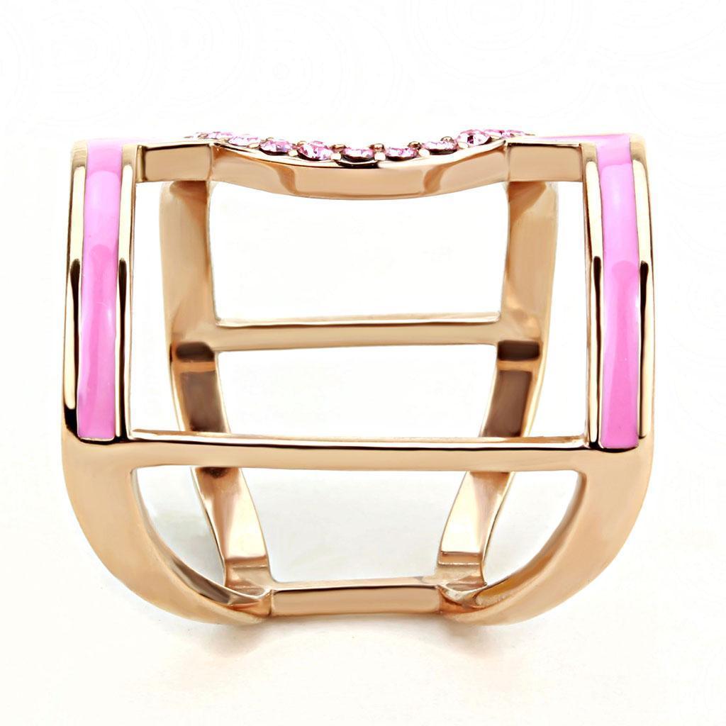 Rose Gold Rings for Women Anillo Para Mujer Stainless Steel Ring with Top Grade Crystal in Light Rose - Jewelry Store by Erik Rayo